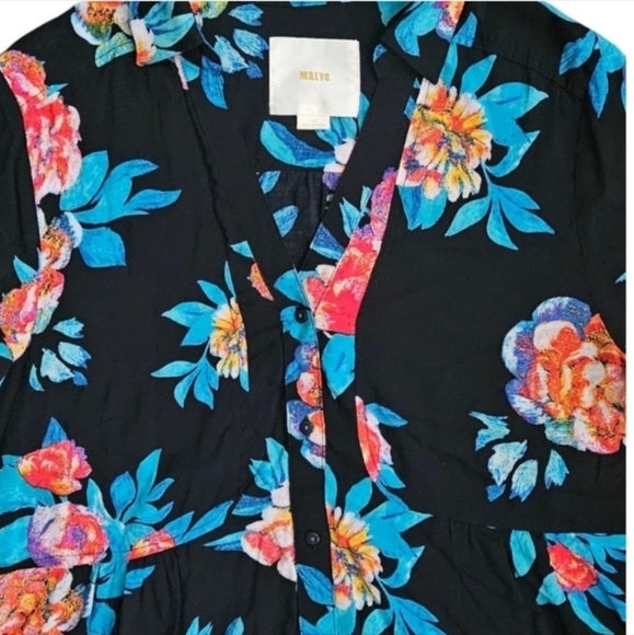 Maeve Woodland Walk Black Floral Button Down Blouse Women's Size 12 - Picture 7 of 7